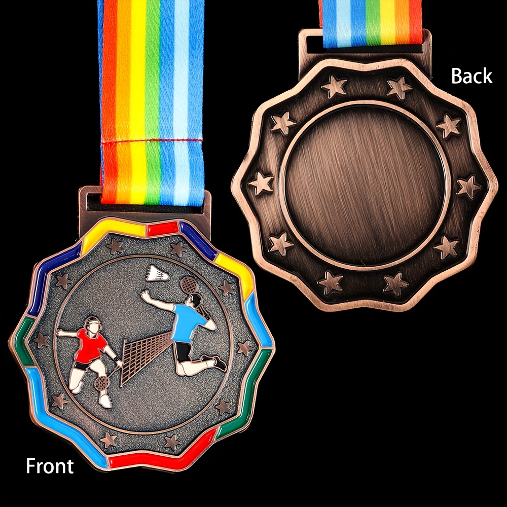 E-shop Personalisierte individuelle Badminton-Anhänger-Anhänger aus Metall, goldene/silberne/bronzene Medaillen, Zinklegierungsmaterial,