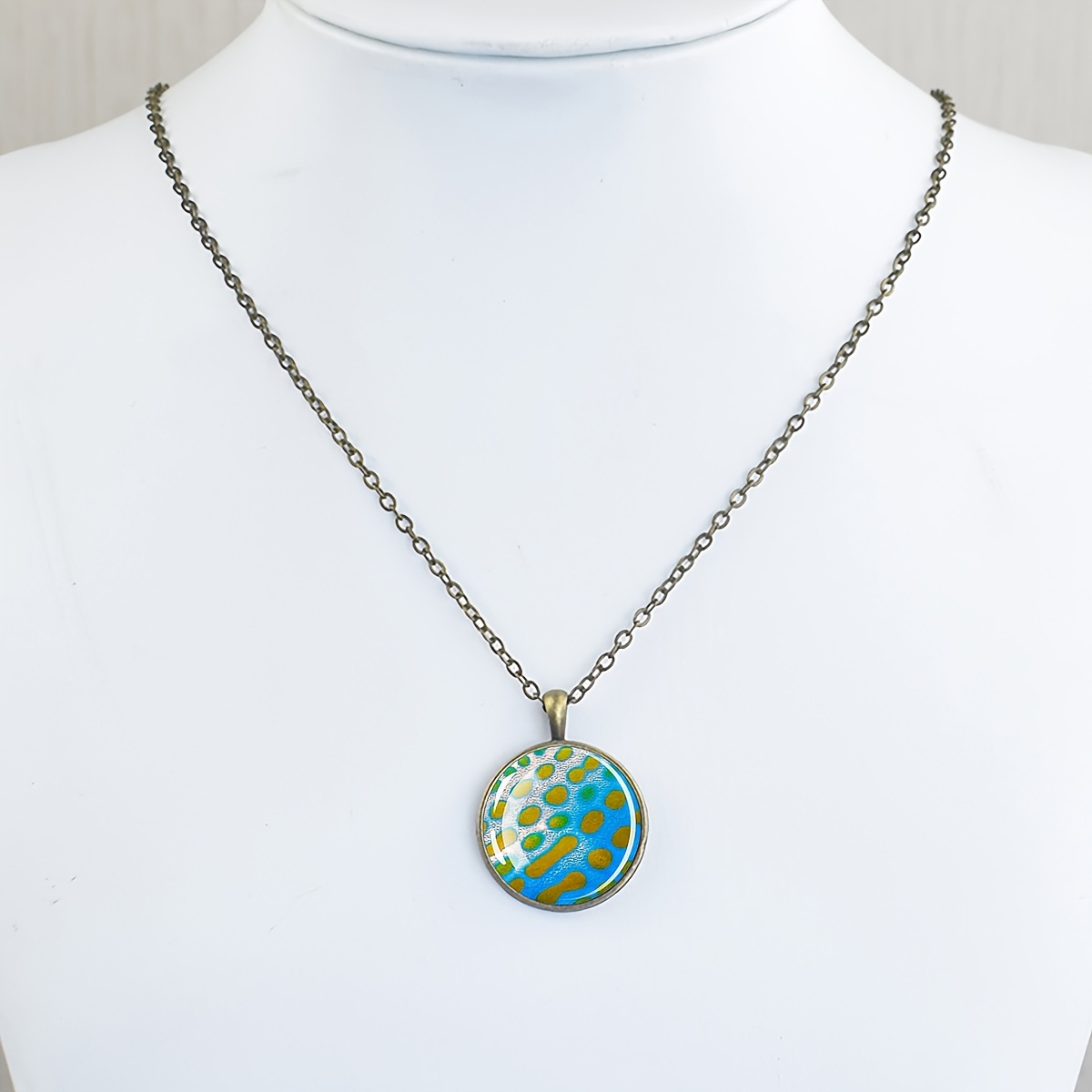 Abstract Polka Dot Pattern Necklace, Vintage Gift for Women