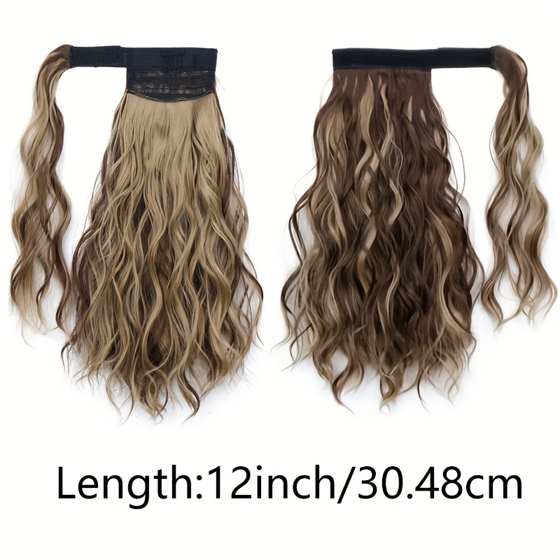 synthetic ponytail extension for women curly wave style high temperature   around   design elegant long braid look versatile easy to   natural look for   details 2