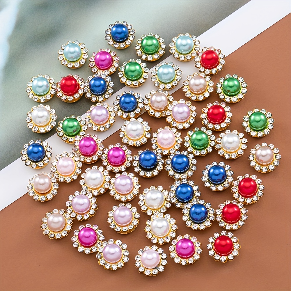 

50pcs Mingxuan 12mm & Pearl Beads With Golden-tone Base - -shaped Embellishments For , Brooches & Crafts