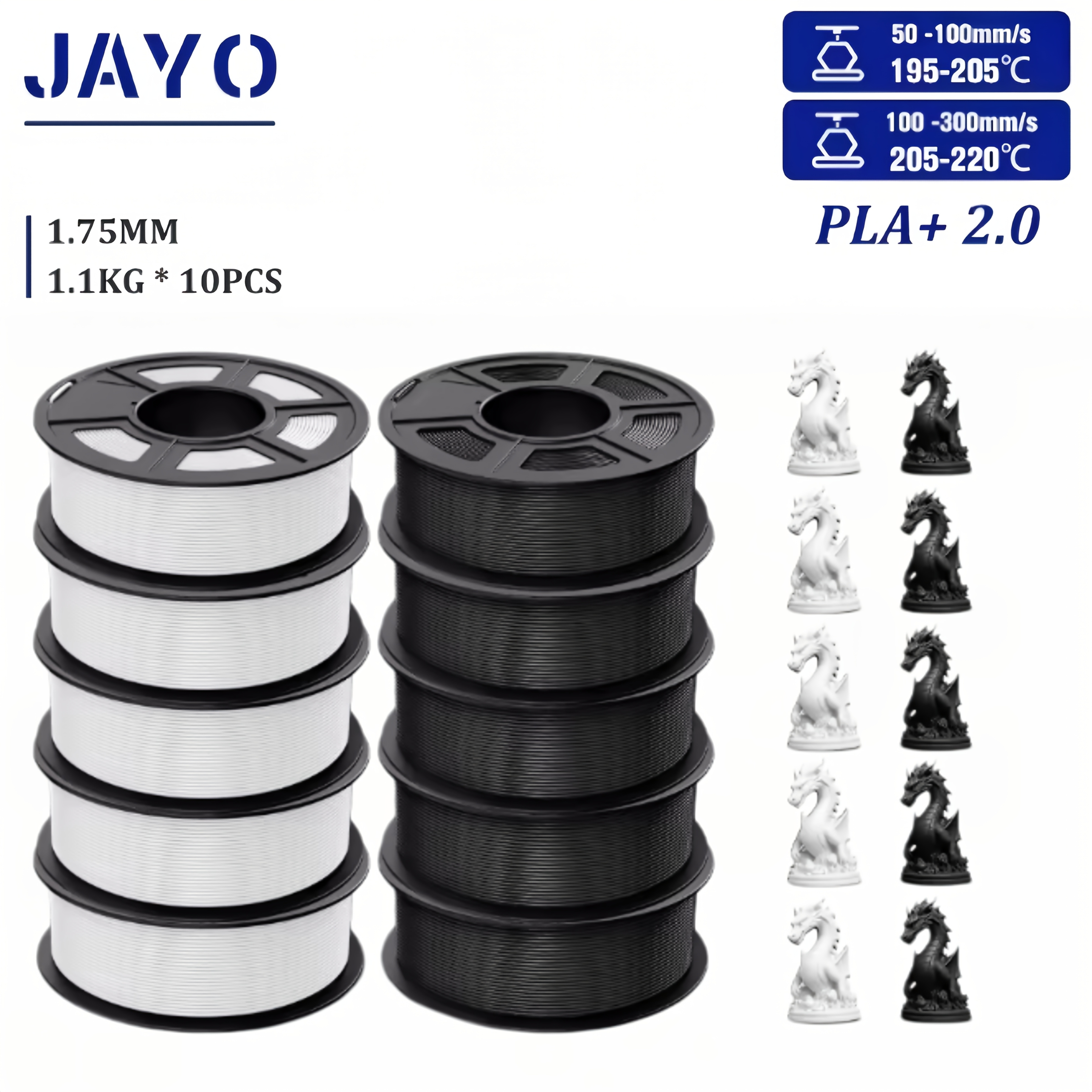 Jayo 2.0 Pla Plus 3d Filament 1.75mm 10 Rolls Pla And 3d Printer Filament Wound 3d Printing Filament High Toughness
