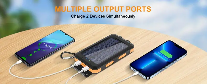 solar power bank 38800mah outdoor usb c portable charger with flashlight compass high phone charger for camping hiking travel Product details 0