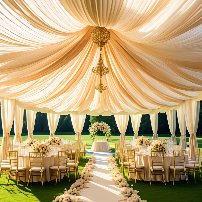 

Chiffon Wedding Arch - 26ft Sheer Fabric Curtain For & Reception Decor, Use For Anniversaries, Bridal