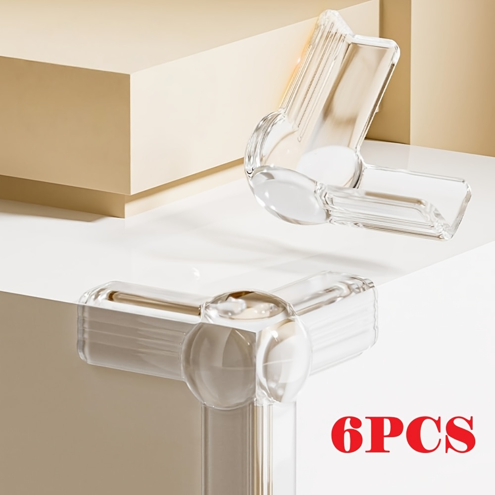 TEMU 6pcs Clear Pvc Edge Protectors - Spherical T-shaped Corner Covers For Furniture, Soft Cushioning To Prevent On Tables, Cabinets, And Counters