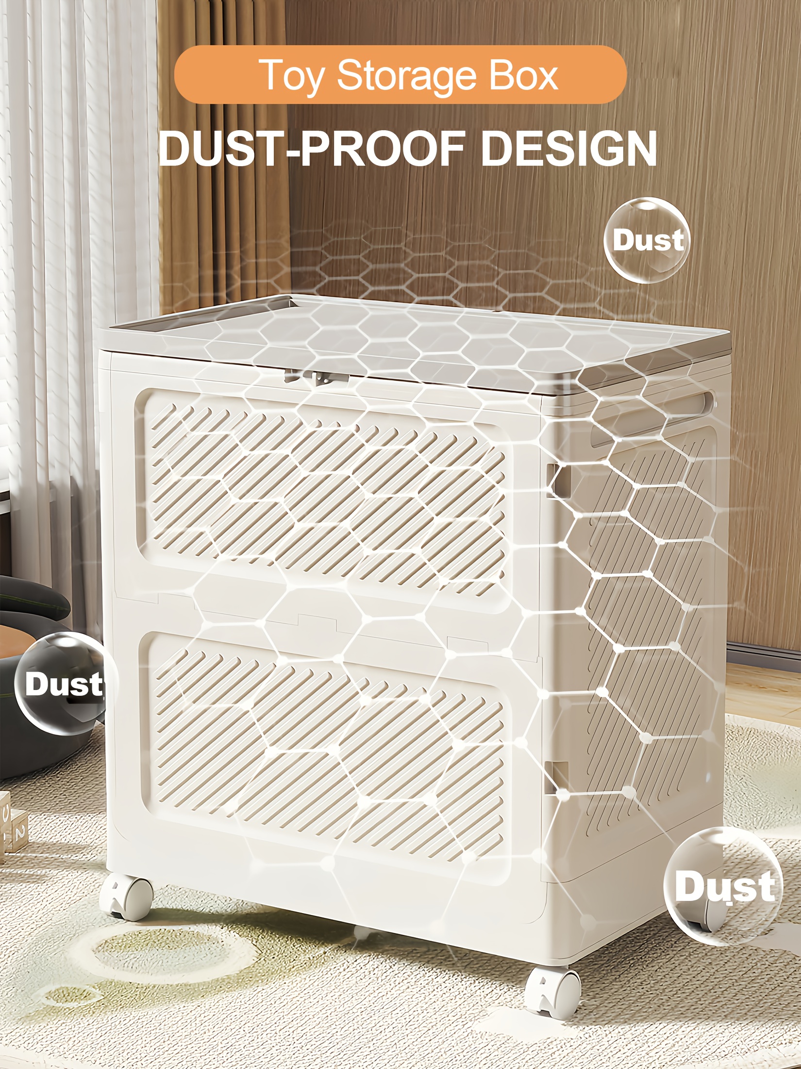 Large Capacity Waterproof And Dustproof Storage Box with Wheels, Multi Purpose Home Storage And Organization Solution Suitable for Bedroom, Living Room, Bathroom And Kitchen 11 Large Capacity Waterproof And Dustproof Storage Box with Wheels, Multi Purpose Home Storage And Organization Solution Suitable for Bedroom, Living Room, Bathroom And Kitchen