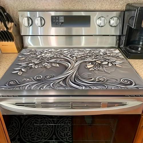 silver plant stove cover protector heat resistant kitchen countertop mat 28 46x20 59 inch non slip washer dryer pad scratch proof easy decor