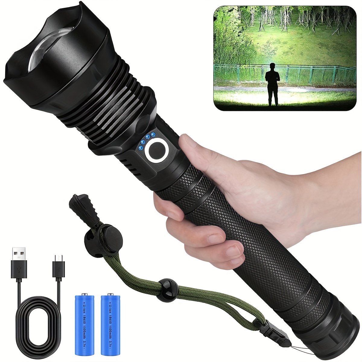 

P70 Rechargeable Led Flashlights High , Flashlight With 3 Powerful Handheld Flashlight For Camping Emergencies