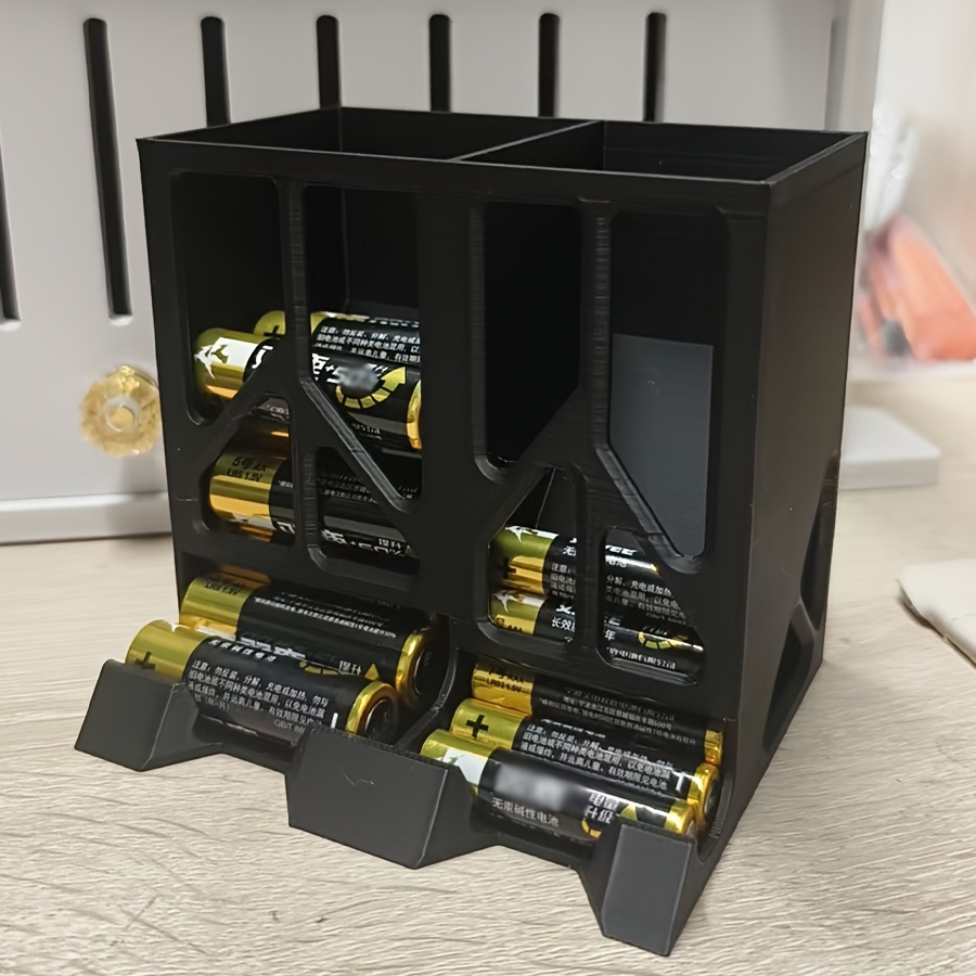 TEMU Desktop Battery Storage Box, Large Capacity Dual-compartment Design For Aa/aaa Battery Compartment Storage Rack, Office And Household Remote