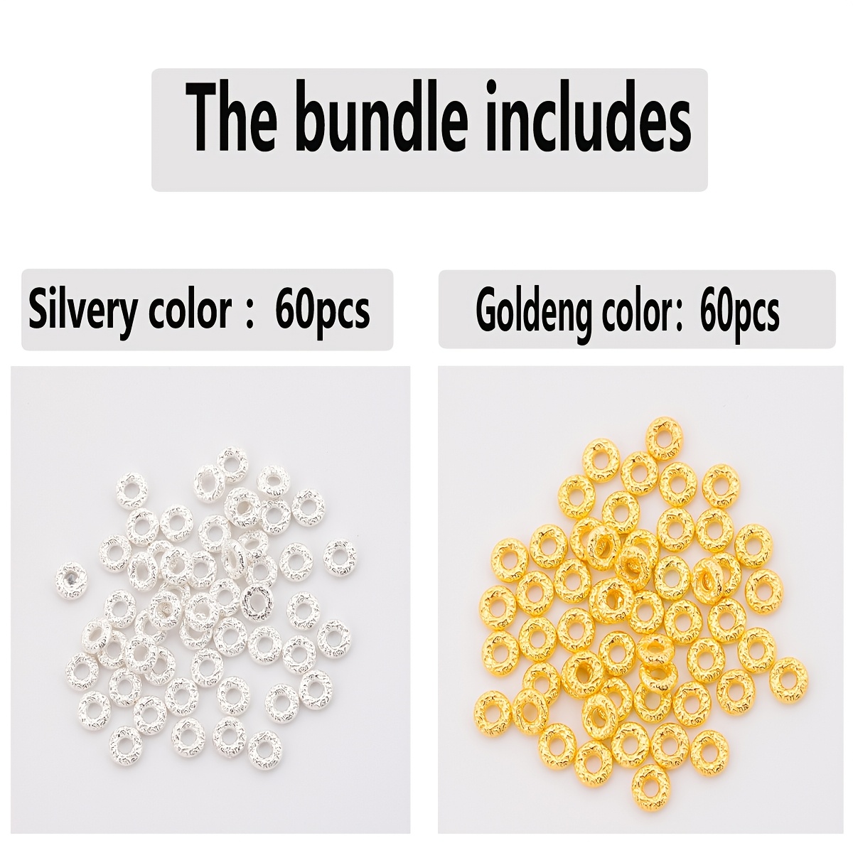 Image of 120pcs/60pcs 6mm Donut-shaped Spacer Irregular Texture Washer Spacer Bead String Loose Beads Suitable For Bracelet Bangle Necklace Earring Jewelry Jewelry Making Craft Additions