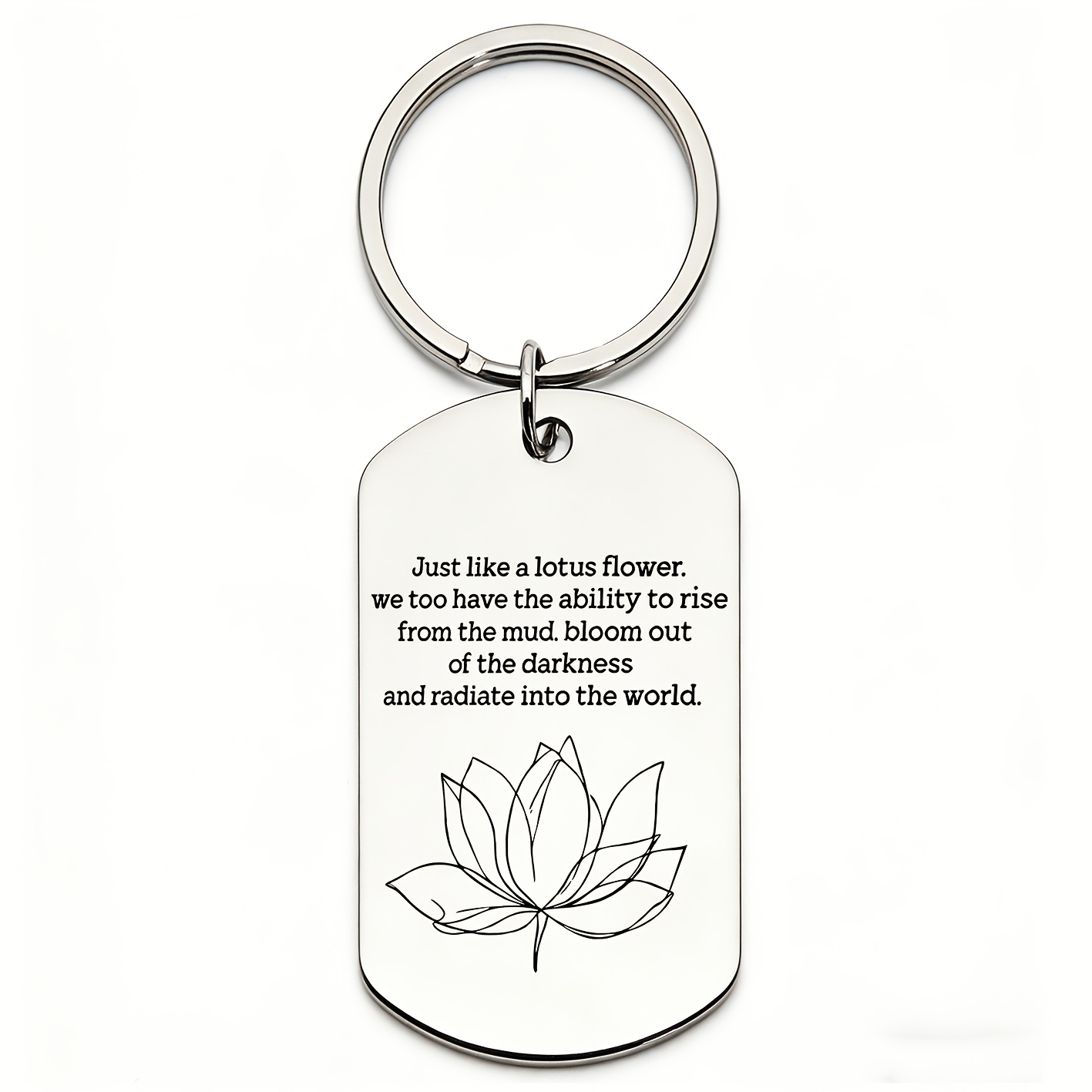 Engraved Inspirational Lotus Keychain