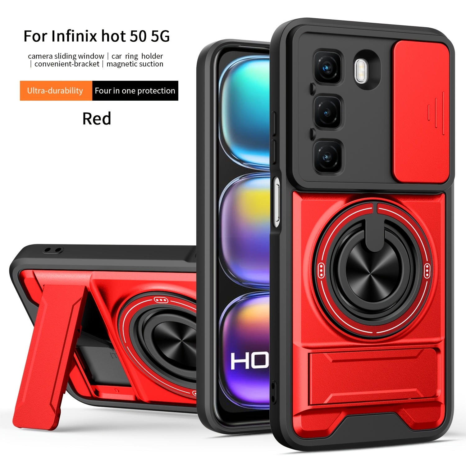 TEMU Phone Case: New Multi-functional Shockproof Magnetic Phone Case, Suitable For Infinix Hot 50 4g/5g, Hot 50 Pro 4g, Hot 50 Pro Plus, Hot 50i,