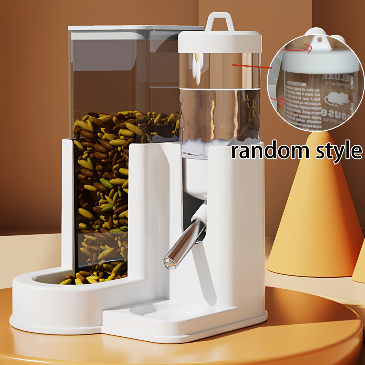 TEMU 1pc Hamster Water Bottle Feeder, Large Capacity Multi-functional Food Dish For Golden And Other Small Pets