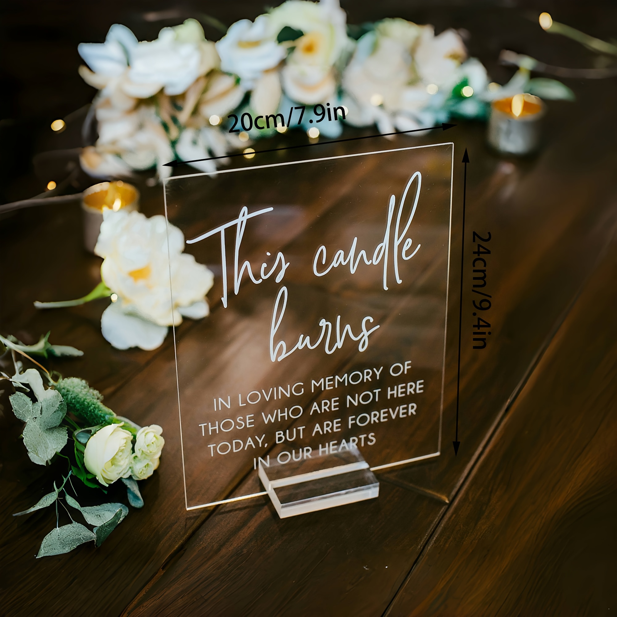 Candle Sign - Clear Acrylic, Weddings & Memorials