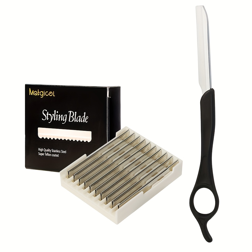 Razor Comb For Hair Styling - Ideal For Cutting, Texturizing, And Trimming Split Ends, Includes Thinning Razors And 10 Replacement For Salon And Home Applications