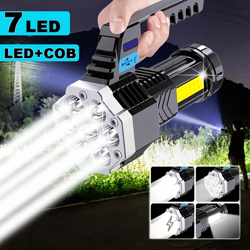 7led   flashlight with battery flashlight   rechargeable   flashlight torch lighters handheld portable outdoor lamp