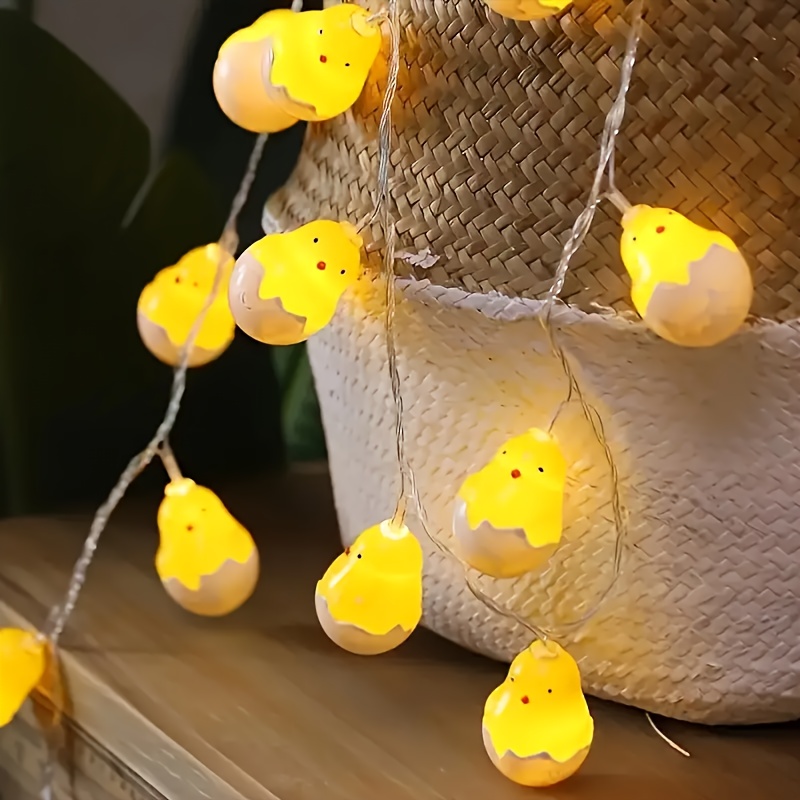 TEMU 1pc Easter Little Shaped Led Light String, Chick Hatching Design, Suitable For Fireplace Shelf, Home, Bedroom, Wall, Staircase, Door, Holiday,