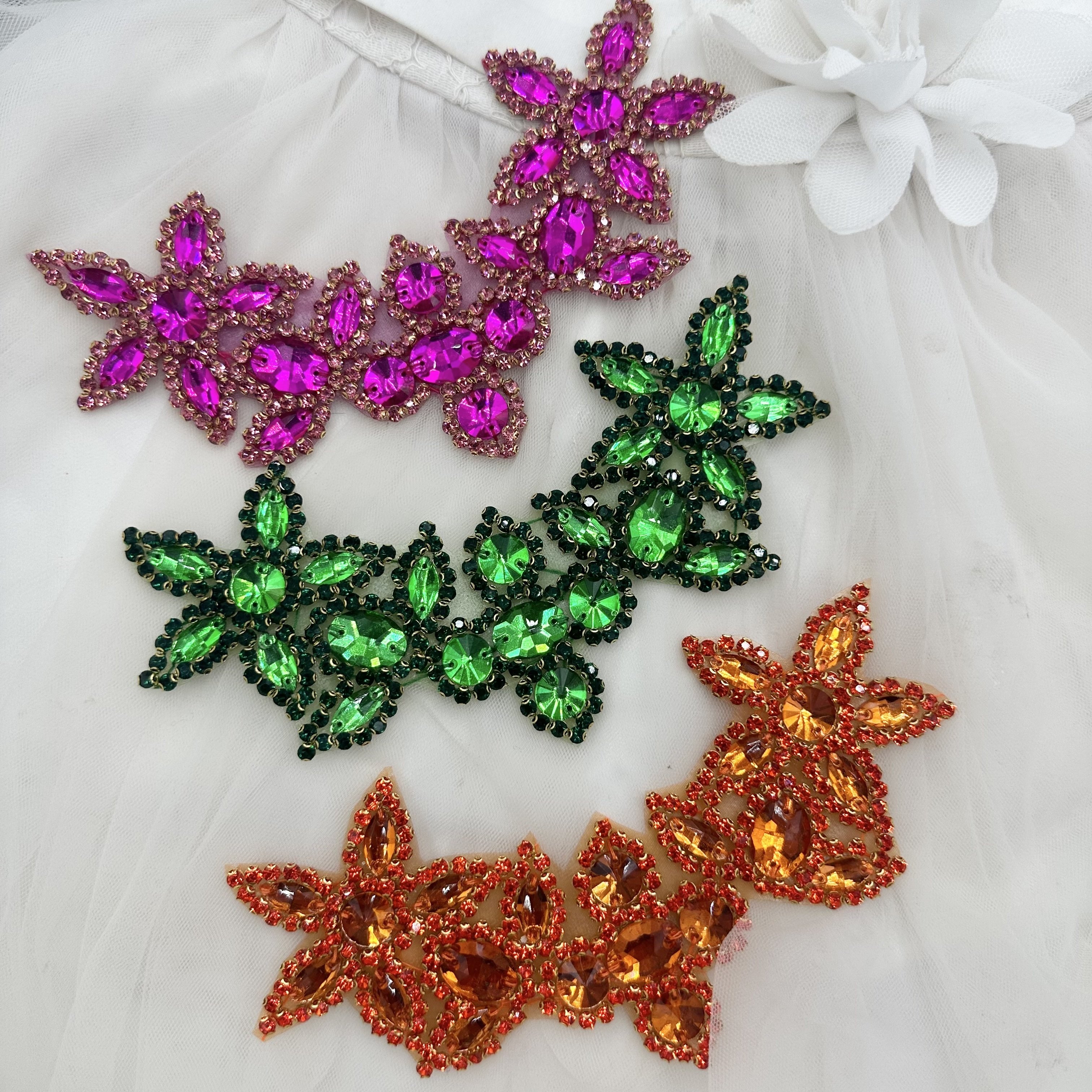 Crystal Glass Buckle Hand-Sewn Drill Flower for Dresses