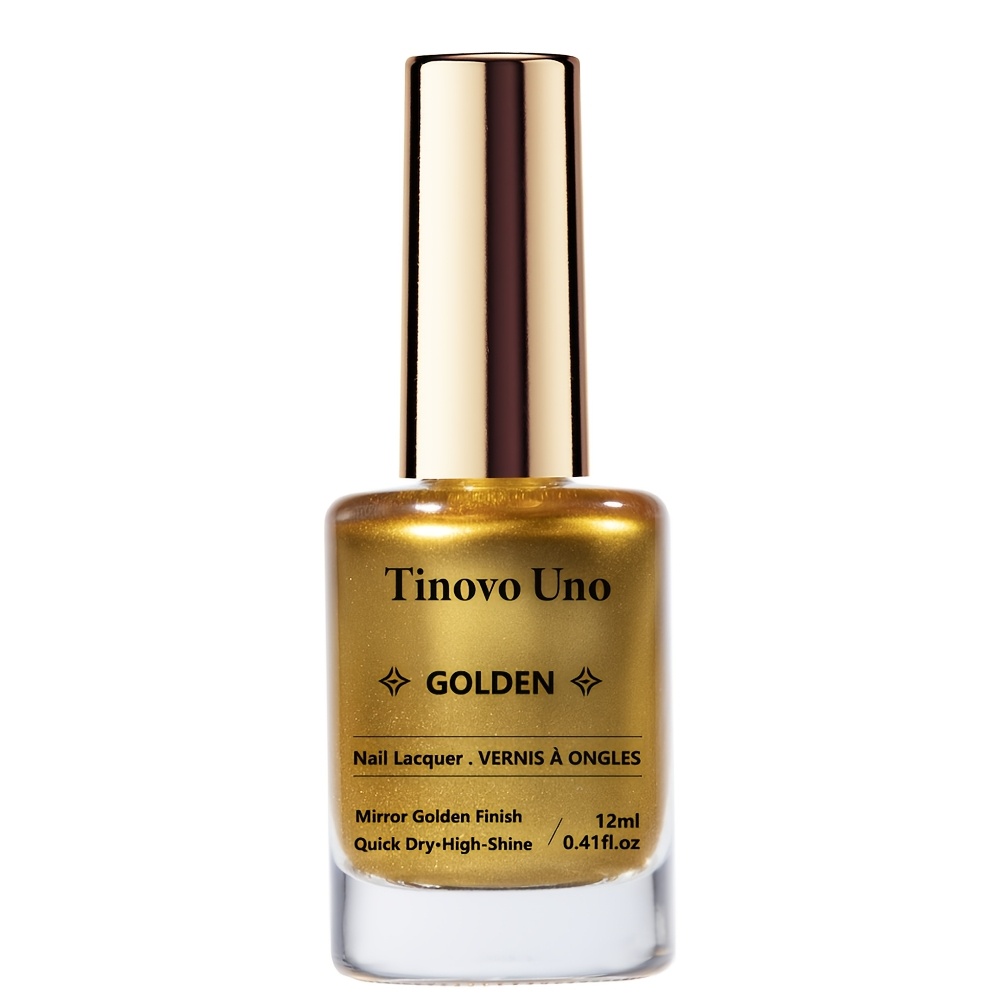Tinovo Uno Golden Metallic Nail Polish, Quick-Drying Formula