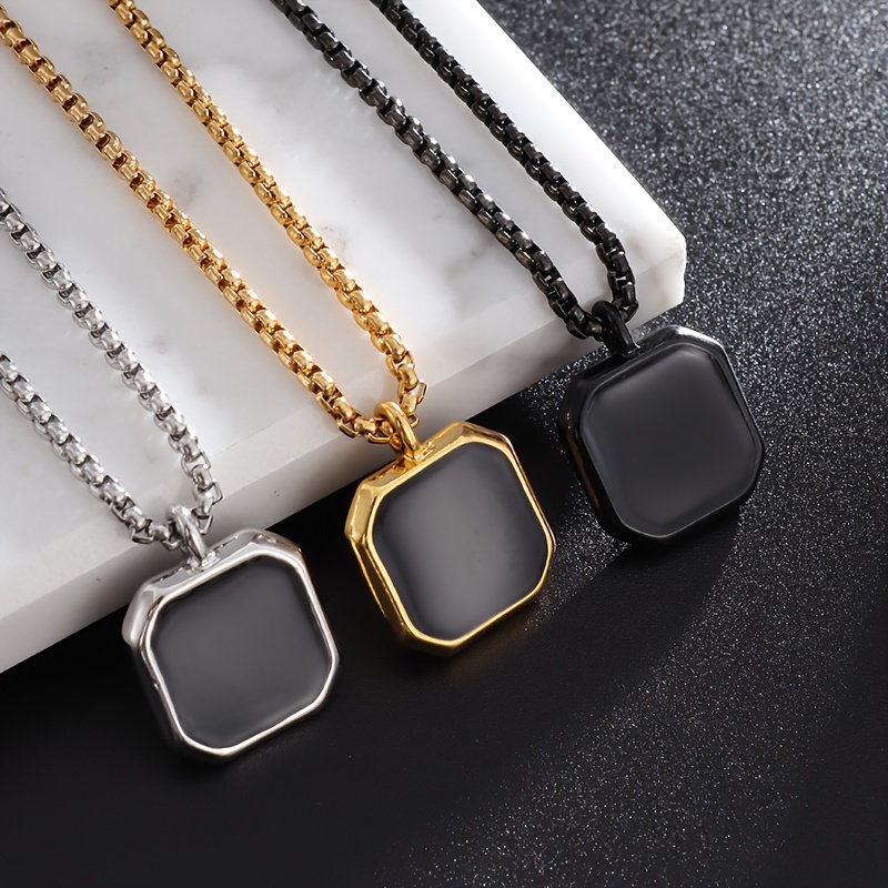 

A And Simple Stainless Steel Geometric Pendant Zirconia, Suitable For Men And Women For , Vacation, And Daily , A Versatile And Trendy Jewelry Gift.