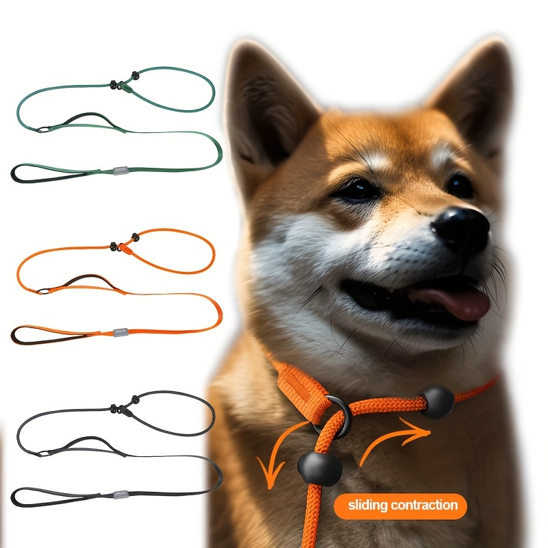 

Dog Training Slip Lead Leash - Durable Polyester Fiber Rope, Adjustable Loop, Reflective, Lightweight, For Walking & Training Dogs - Available In Multiple Colors