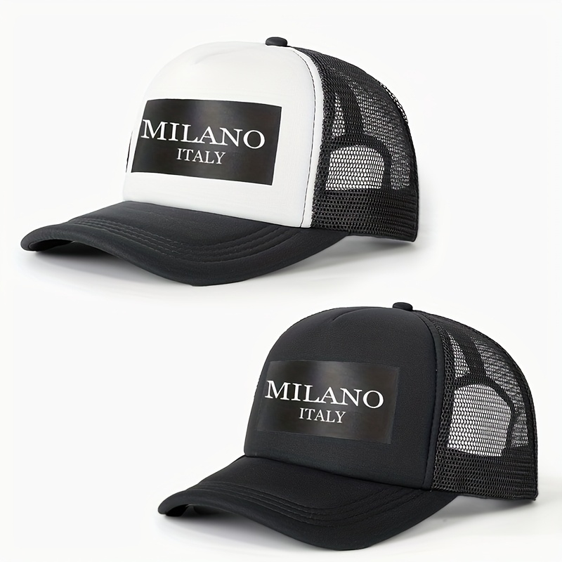 TEMU 1pc Printed Letter Sponge Mesh Cap Unisex Adjustable Golf Summer Fashion Curved Brim Y2k Couple Hat