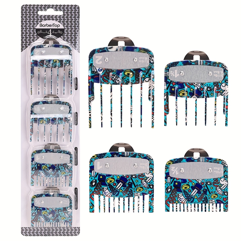 Stainless Steel Limit Comb 4pcs Set, Clipper Guard Set Suitable For Most, Electric Clipper Replaceable Comb