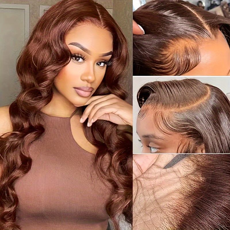 

Lace Front Wig Human Hair 4x4 Body Wave Transparent Lace Wigs Human Hair Colored #4 Glueless Wigs Human Hair Pre With Baby Hair 180% Density