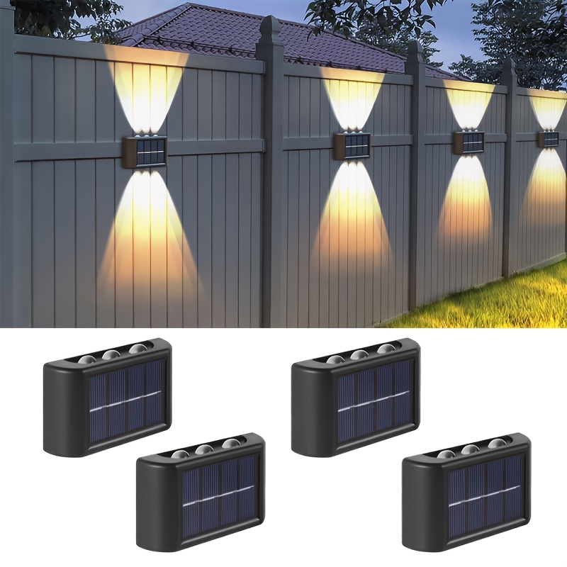 TEMU 4/2/1 pièce Appliques murales d'extérieur avec panneau à 6 LED, installation plug-and-play adaptée aux clôtures de jardin, , garages, usage