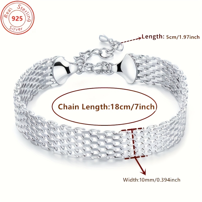 10mm Mesh Bracelet S925 Silver Elegant Accessory for Dates and Parties