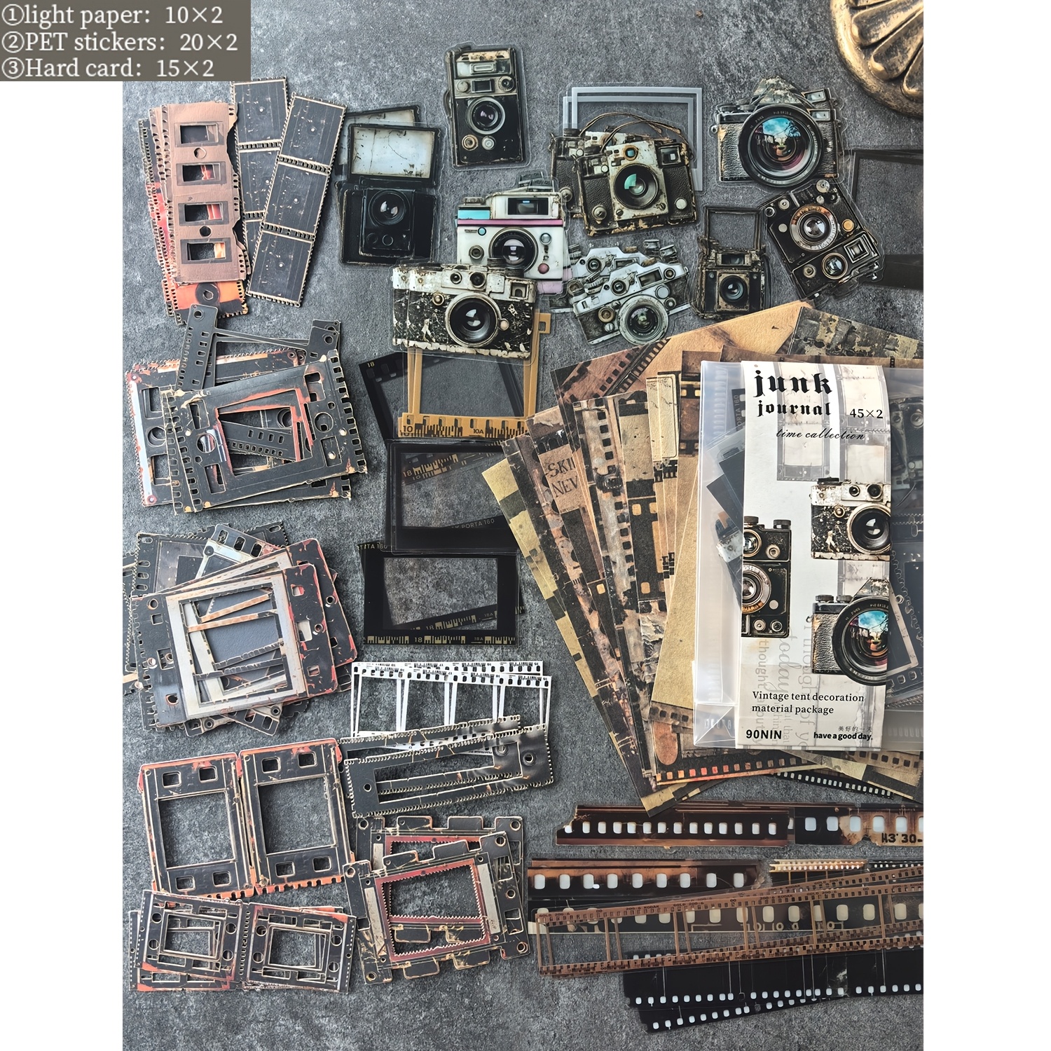 E-shop 1 Packung mit 90 Blatt gemischtes Retro-Hohl-Film-Kamera-Material Papier Dekorationshandbuch Collage-Material