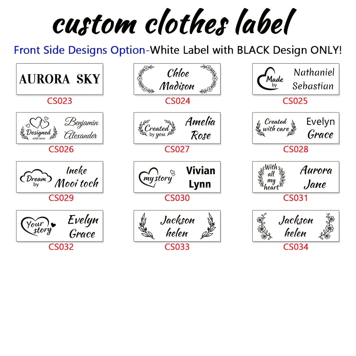 custom personalized clothing name labels soft sew in name patches sewing labels suitable for clothing bags dresses t shirts