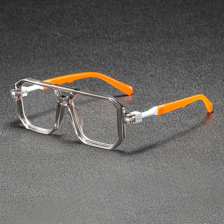 Image of 1pc, Men's Non- Glasses, Square Frame Double Bridge, Easy, Retro, Literary, Fashionable, Trendy, Individual, , Decorative Glasses, Suitable For Daily Decorative Wear