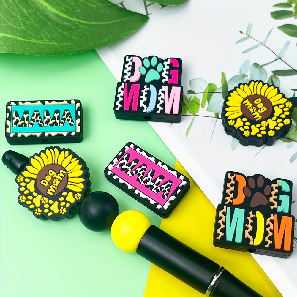 silicone dog mom theme bulk beads jewelry making diy Temu