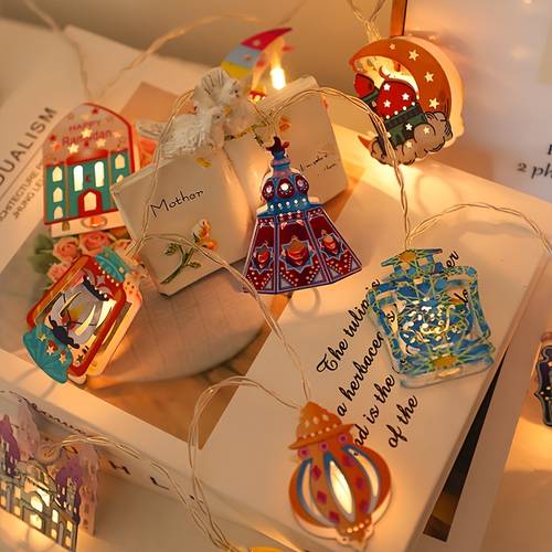 1 multicolor led string lights 10 leds battery free operation arabian design with colorful glass patterns suitable for decorations muslim festivals home ambiance islamic celebrations commercial decor weddings bars and
