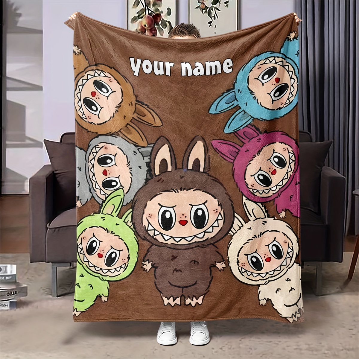 

Customizable Cartoon Rabbit Print Flannel Blanket, Contemporary Style, Geometric Pattern, Mixed Colors, , Polyester, Knitted, , 200-250g Square, Perfect Enthusiasts