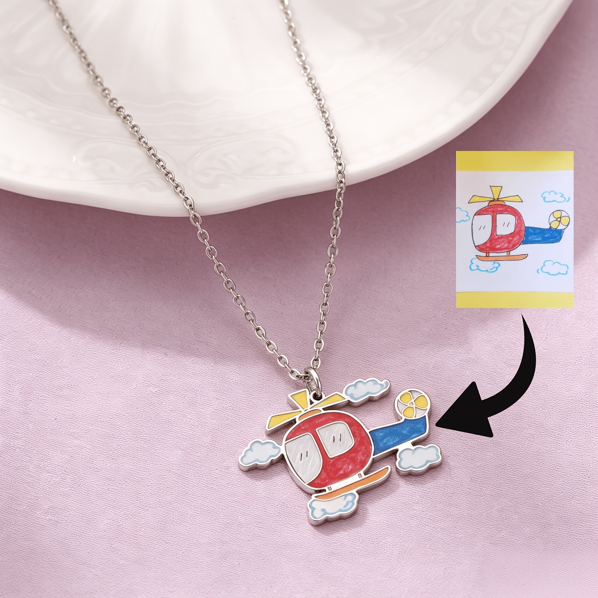TEMU Collana 1 pz con /foto/logo personalizzati stampati/dipinti a , acciaio inossidabile 304. Personalizzabile con immagini e testo. Un grazioso
