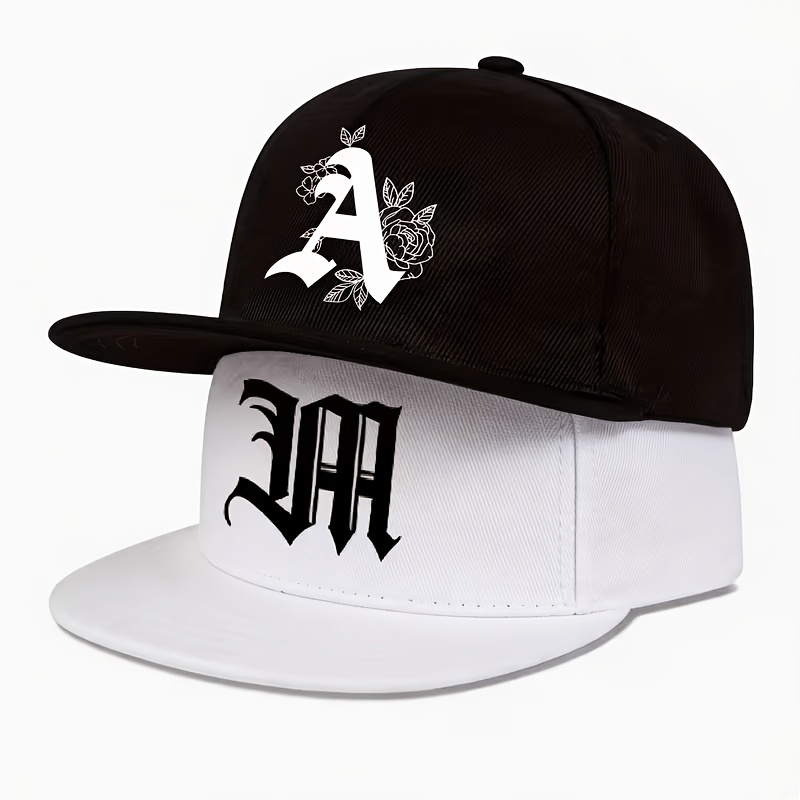 TEMU 2pcs Men And Women -panel Hip-hop Baseball Caps, Original Printed Baseball Hats With Stylish Letter , Flat-brim Hats For Street Style, Vacation,