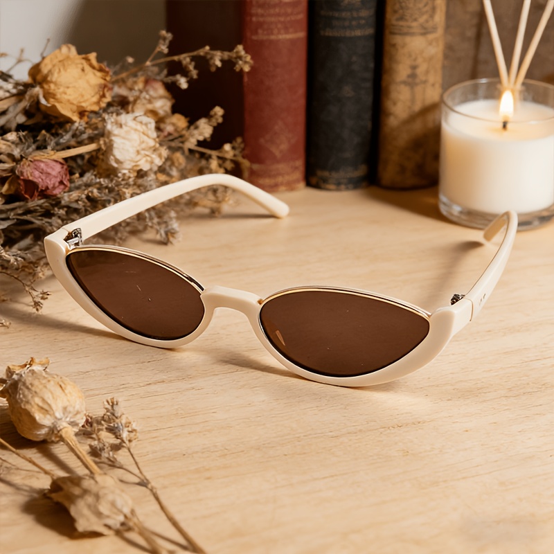 French Retro Small Frame Fashion Glasses | Spicy Essential Sunscreen Fashion Glasses With | Narrow Frame Beach Sunshade Glasses