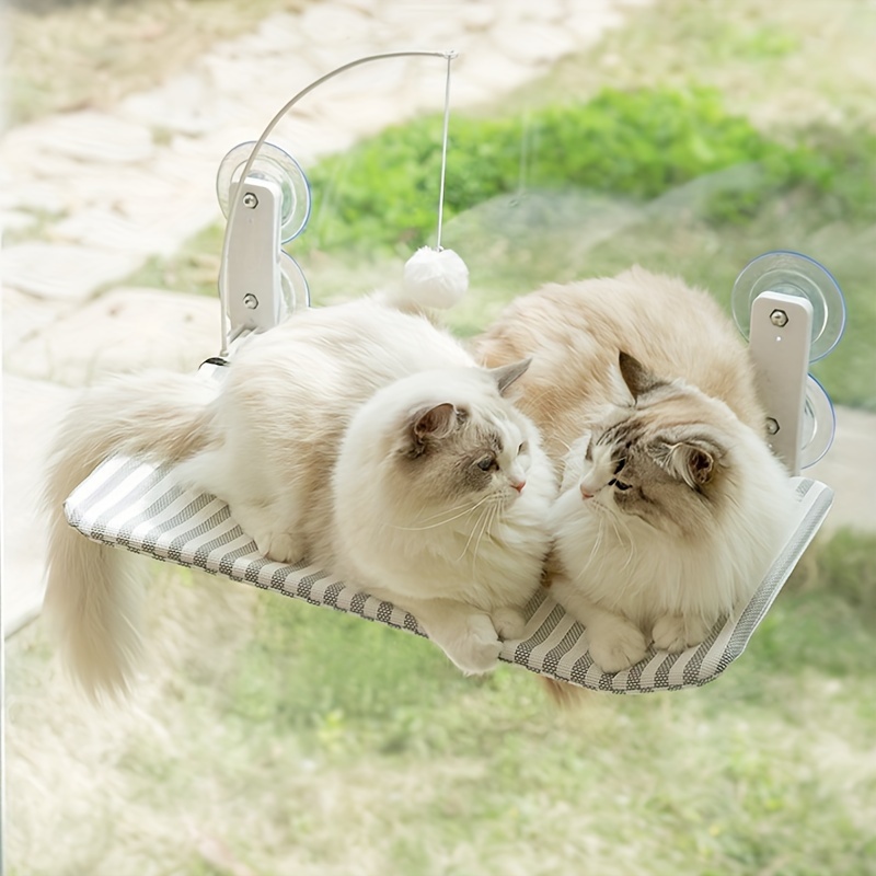 

Hipipet Pvc Cat Hammock With Suction Cups And Teaser Rod Holder, Breathable Foldable Design, Heavy-duty Hanging Pet Bed For Indoor Window, Transparent And Cordless Setup For Cats