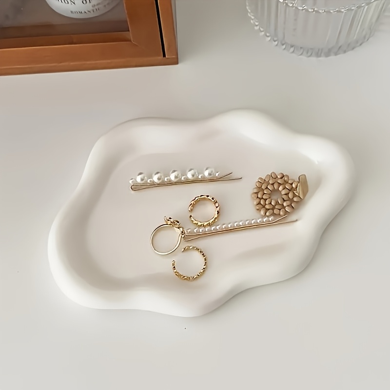 TEMU [ideal Gift] Jewelry Tray Organizer - Elegant Cloud-like Texture, Hexagonal Tray For Storing Necklaces, Earrings, Rings, And Watches - Durable