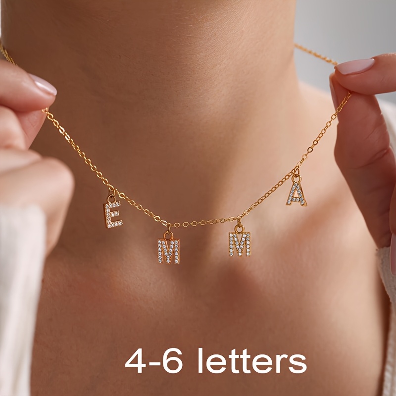 TEMU Collier à nom personnalisé - Pendentif personnalisé avec et lettres , convient pour anniversaires, , cadeaux de Noël - Bijou avec chaîne en O et