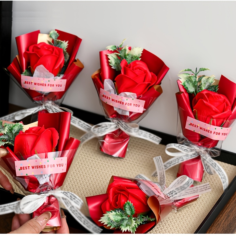 Image of 1pc/3pcs/5pcs Mini Single Rose Bouquet, Suitable For Parties, Birthdays, Mother's Day, Valentine's Day, Weddings, And Graduation Gifts