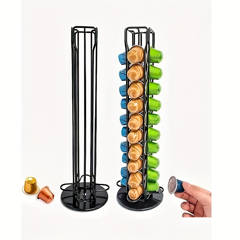 E-shop Geeignet für Nespresso Kapsel Kaffee Rack 40 Kapseln 360 Grad Drehbarer Display Aufbewahrungsständer, Rostfreier Eisenständer, Geeignet für
