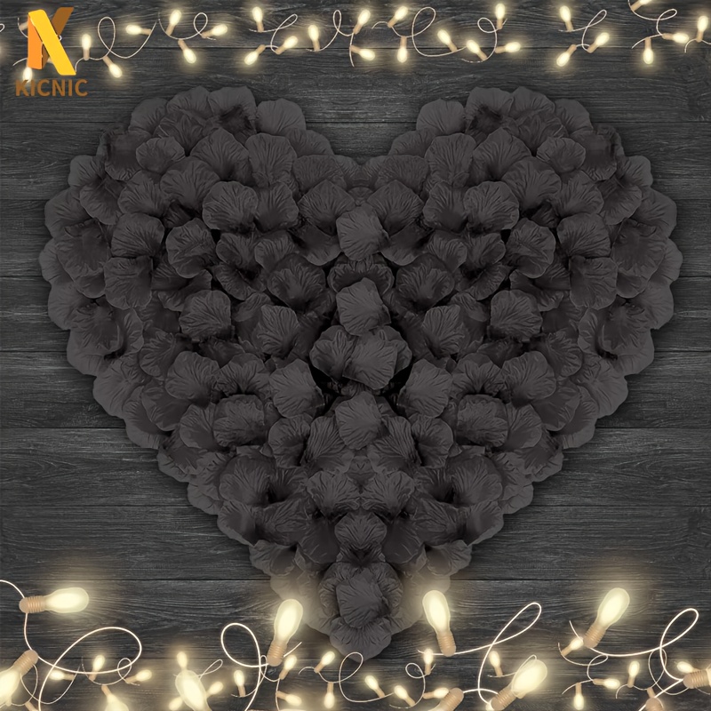 

Kicnic Valentine's Day Gift 200pcs/500pcs/1000pcs/1600pcs/3600pcs Black Simulated Rose Petals, Artificial Flowers , Wedding Artificial Roses, Fake Rose Petals, Romantic Decoration