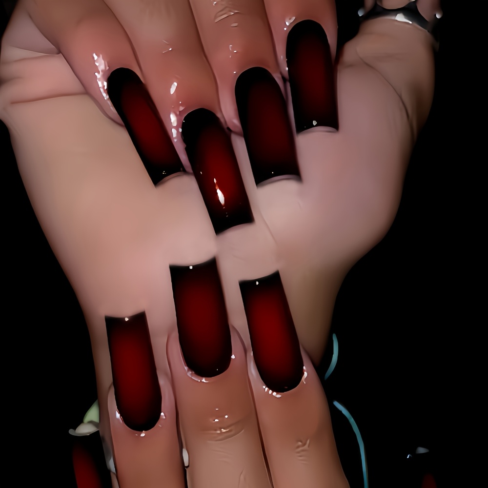 TEMU Mostrar tu Belleza 24 uñas de estilo chino, fáciles, elegantes, marrón degradado, brillantes, para piel , uñas postizas, de moda, versátiles,