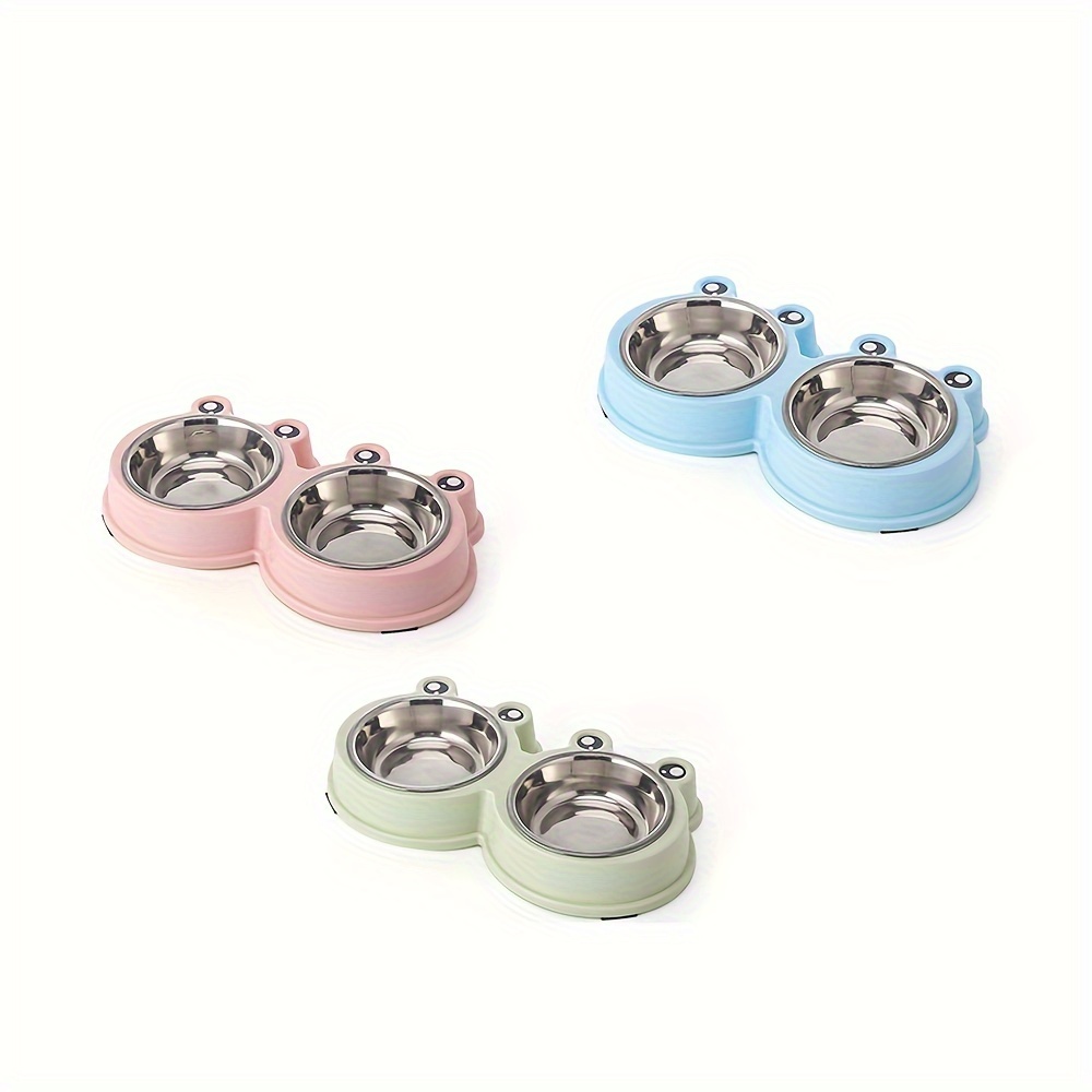 

Cat-shaped Stainless Steel Double Pet Bowl - , Feeding Dish &