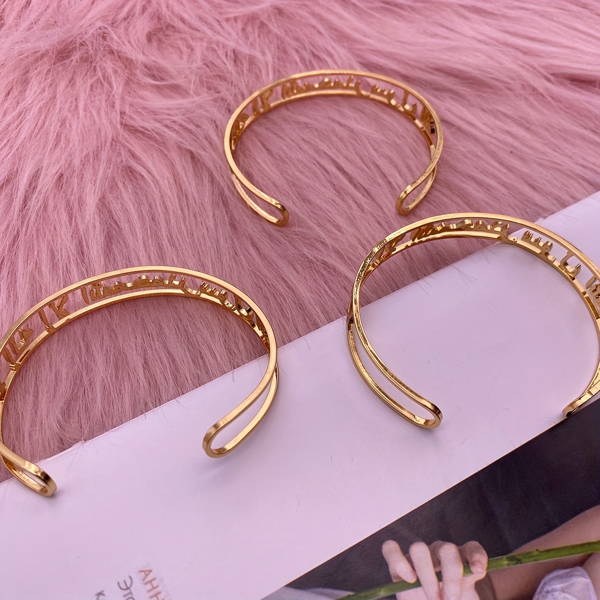 Stylish Open Bracelet with Personalized Arabic Names, Stainless Steel
