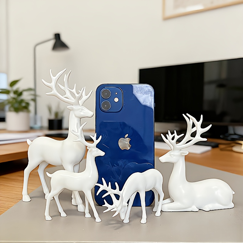 Image of 4pcs Set, Set Home Ornaments, Christmas Reindeer Ornaments, Collectible, Figurine Deer Statues For Table Centerpiece Desktop Decoration