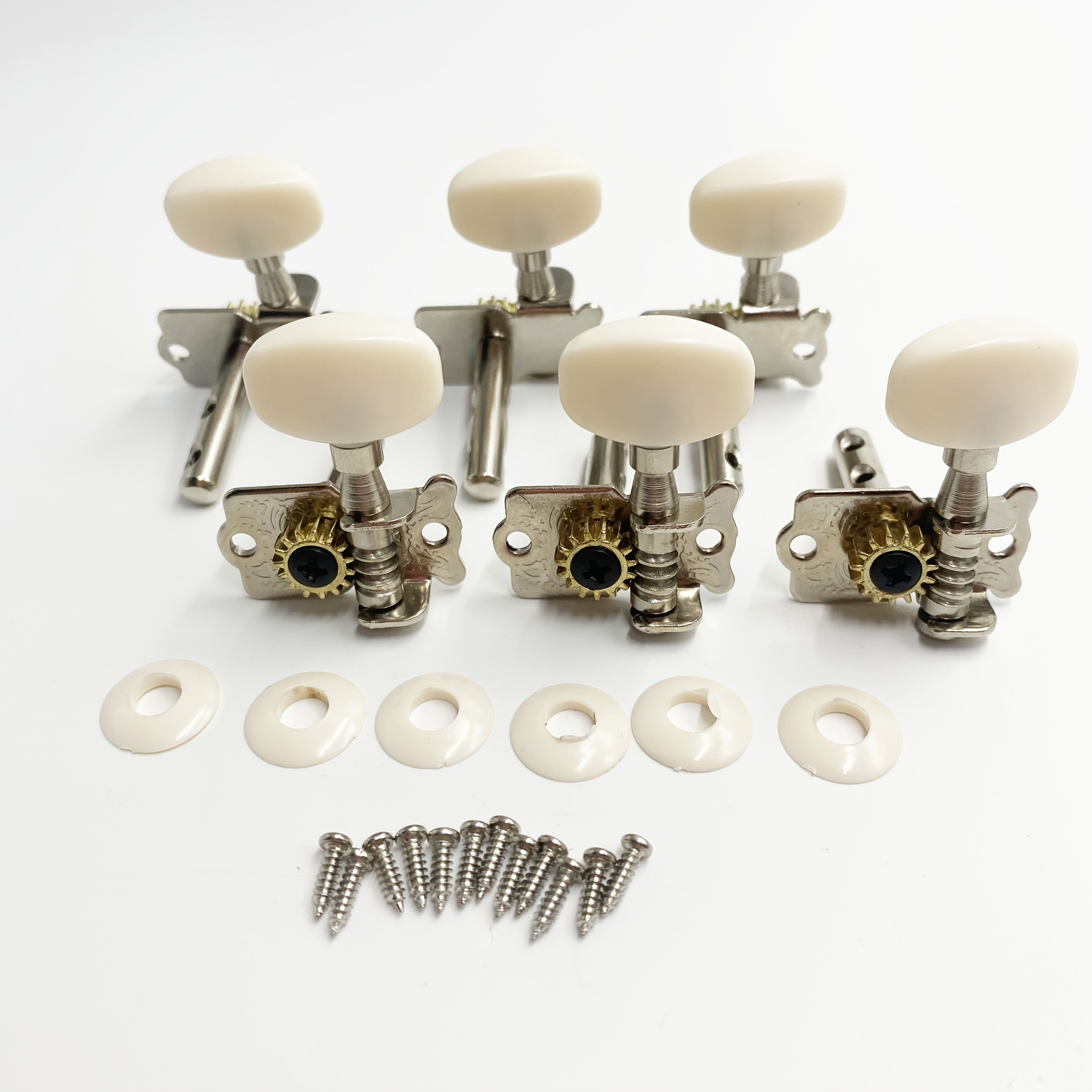 6 Sets Of Head Head Double Hole Steel Column String Knobs For Guitar, Winding Knobs, Tuning Pegs And Tuning Rods