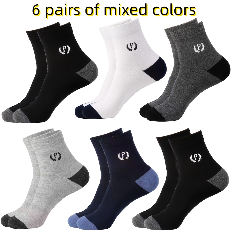 TEMU 6 Pairs Of Men's Fashionable Socks, Comfortable And Breathable Socks Suitable For Daily And Outdoor Wear, For